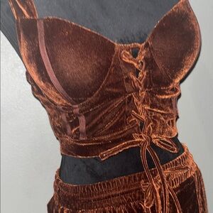 Elegant Brown Velvet Women's Top